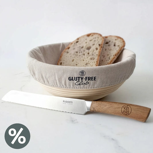 Baking Set – big proofing basket & bread knife for gluten-free baking