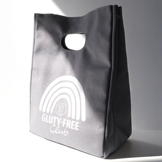 Isolierte Lunchbag mit Regenbogen-Print, glutenfrei gekennzeichnet