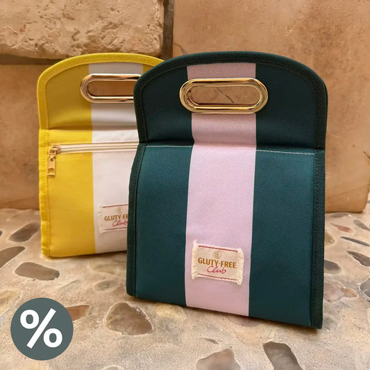 Insulated lunchbag Pro – green + yellow striped | bundle