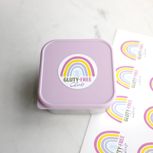Aufkleber Regenbogen pink, Spülmaschinen geeignet , Set, glutenfrei & sicher organisieren