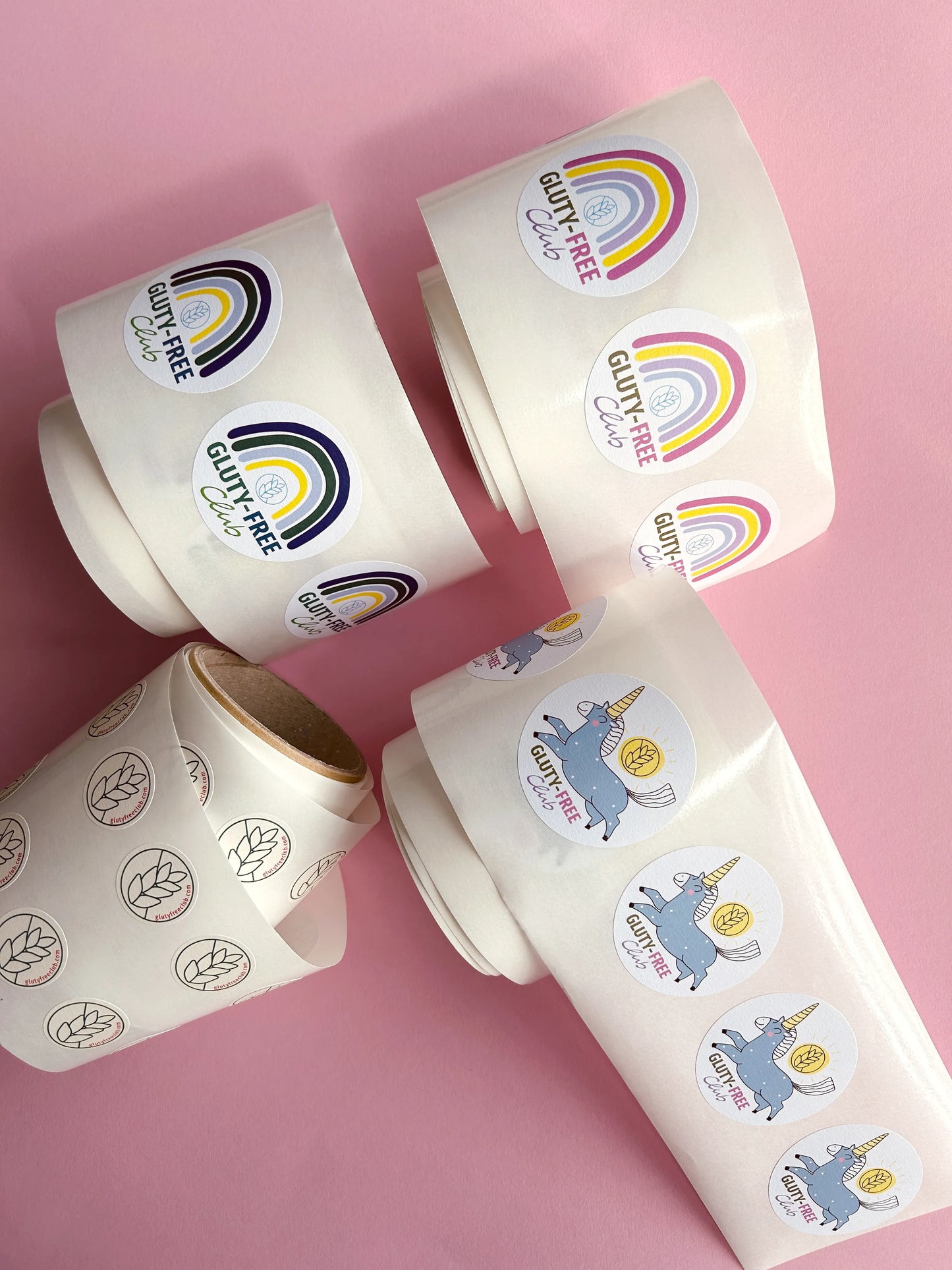 Aufkleber Regenbogen pink, Set, glutenfrei & sicher organisieren